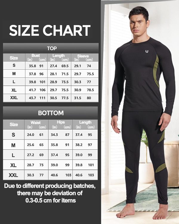UNIQUEBELLA Men's Thermal Underwear Sets Top & Long Johns Fleece Sweat - Image 6