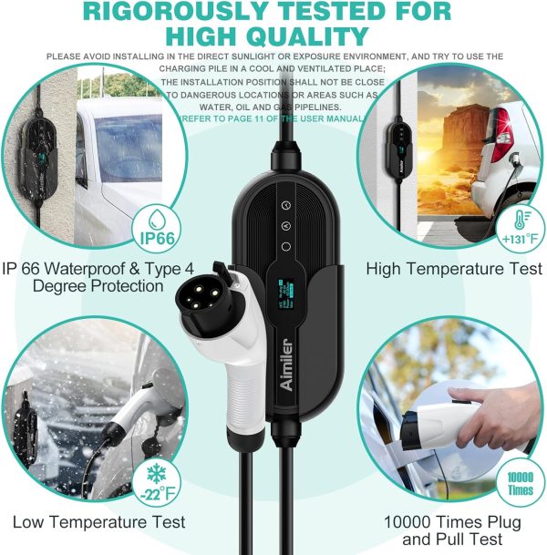 32A Electric Vehicle Charger, Level 2 EV Charger, Portable EVSE Charging - Image 5