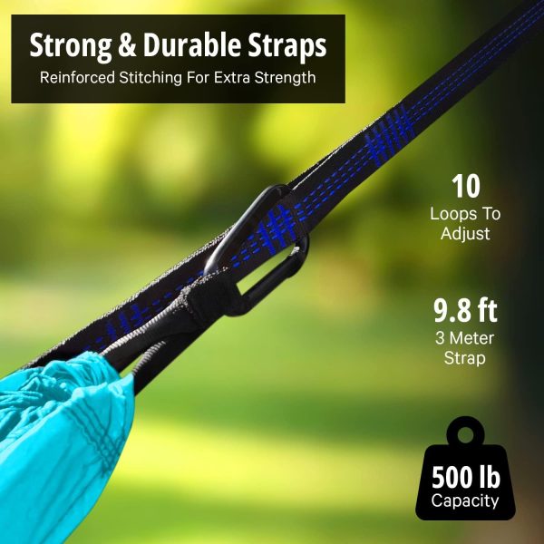 Vigel Camping Hammock - XL Double Hammock 500 Lb Capacity - Nylon Hammock - - Image 4