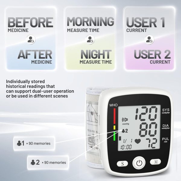 Blood Pressure Monitor Digital Wrist BP Machine Automatic BP Cuff with 2 - Image 6