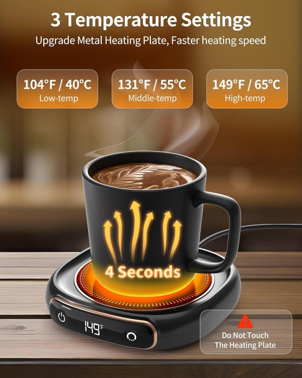 Coffee Mug Warmer, Cup Warmer for Desk with Auto Shut Off, 3 Temp Settings, - Image 3