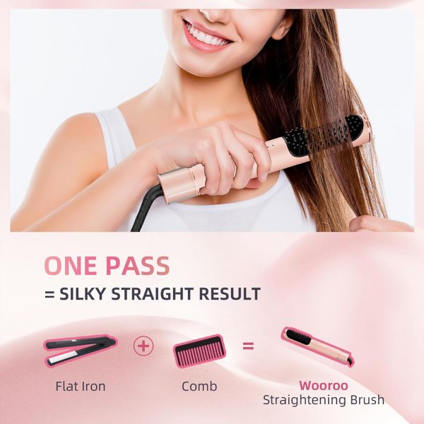 Hair Straightener Brush, Ionic Hair Straightening Brush Flat Iron for - Image 3