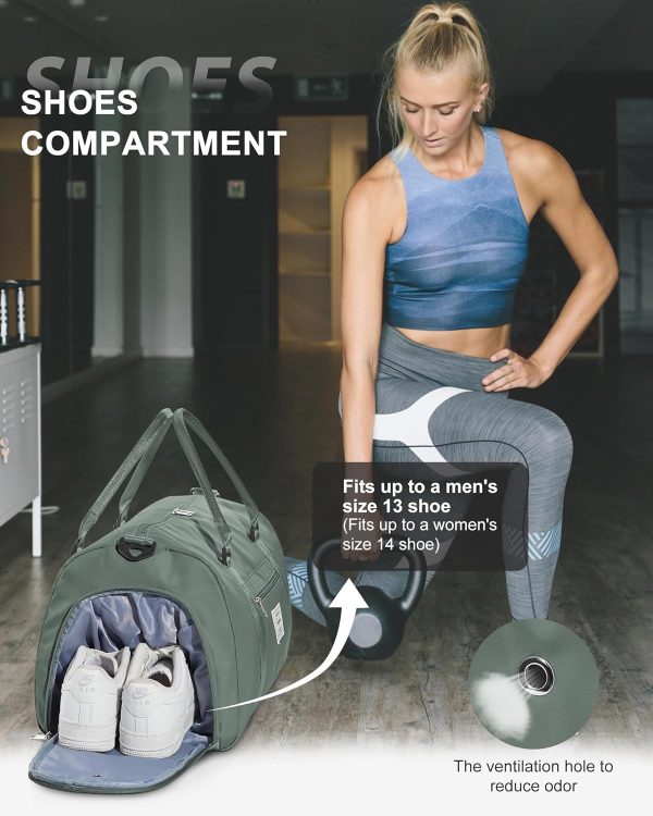 Gym Bag Womens Mens with Shoes Compartment and Wet Pocket Travel Duffel Bag - Image 5