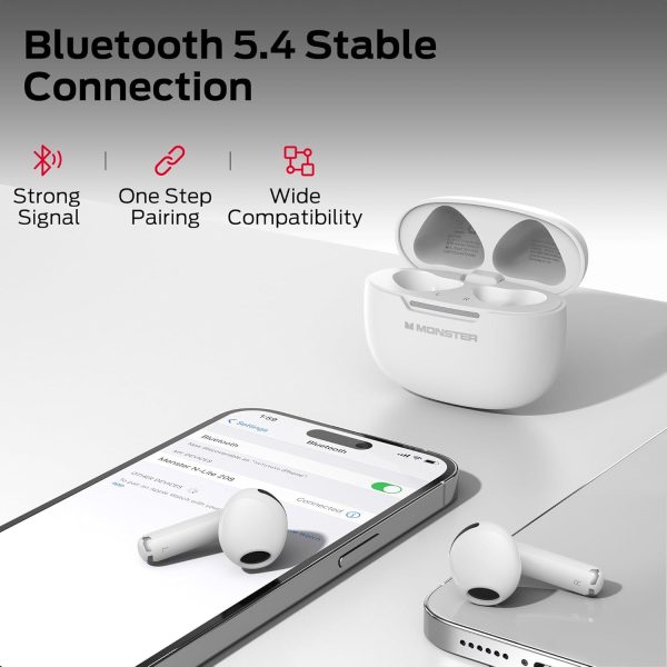 Monster N-Lite 208 Wireless Earbuds, Bluetooth Headphones Touch Control, - Image 4