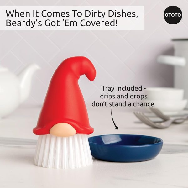 OTOTO Beardy Dish Brush - Dish Scrub Brush, Gnome Gifts, Quirky Gifts, Dish - Image 4