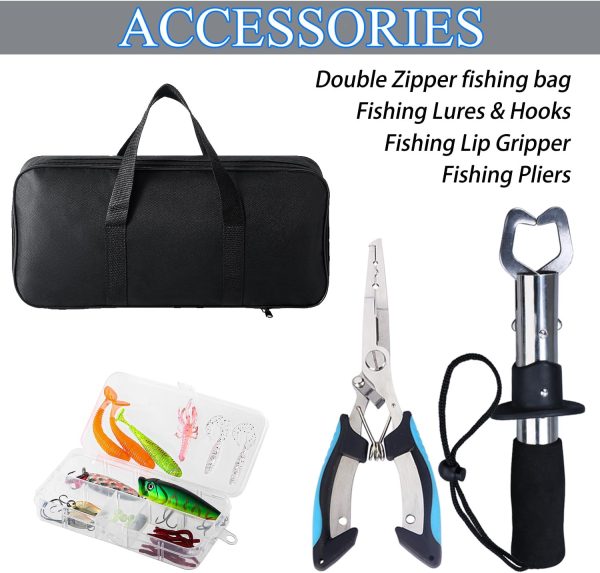 Fishing Rod, 2PCS Telescopic Fishing Rod and Reel Combo with Fishing Pliers - Image 6