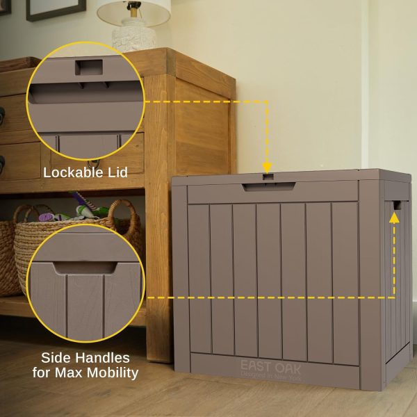 EAST OAK Outdoor Storage Box, 31 Gallon Deck Box, Waterproof Resin Storage - Image 5