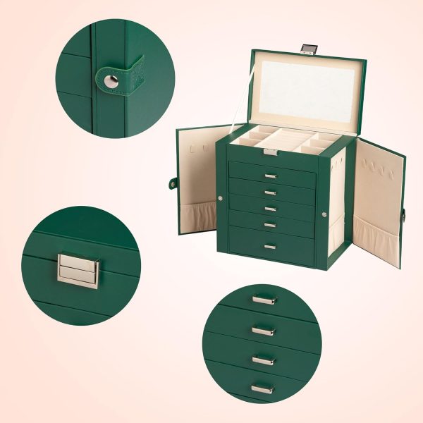 Frebeauty Large Jewelry Box,6-Tier PU Leather Jewelry - Image 4