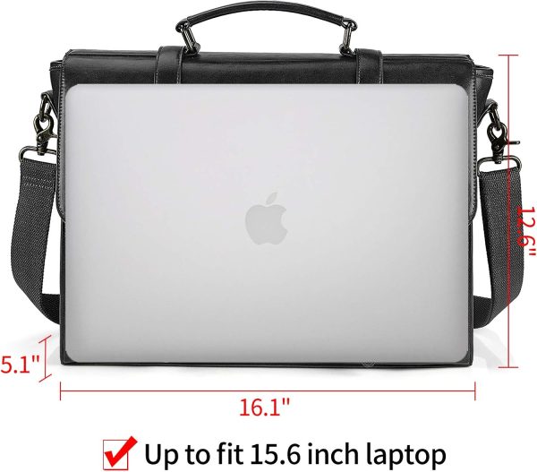 Leather Mens Messenger Bag Vintage 15.6 Inch Waterproof Leather Laptop - Image 6