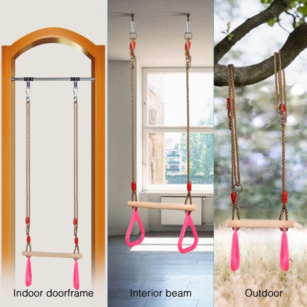 PELLOR Trapeze Bar Gym Rings -Trapeze Swing Bar for Playground Accessories - Image 7