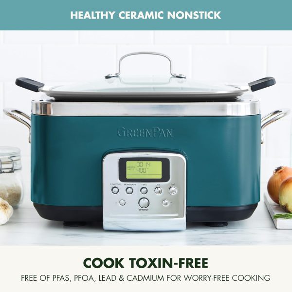 GreenPan Elite 8-in-1 Programmable 6QT Electric Slow Cooker, Dishwasher - Image 2