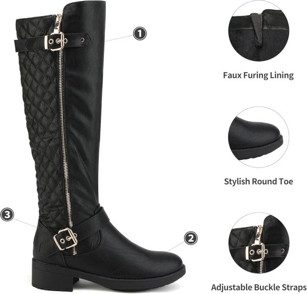 DREAM PAIRS Women's Knee High Boots Low Block Heel Riding Boots Round Toe - Image 4