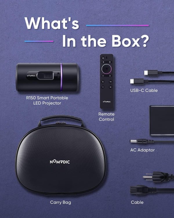 NOMVDIC R150 Mini Projector, Portable Battery Operated Projector with 4hrs - Image 8