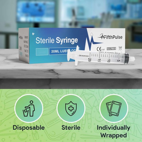 20 ml Syringe without Needle - 25 Pack of Individually Wrapped Disposable - Image 3