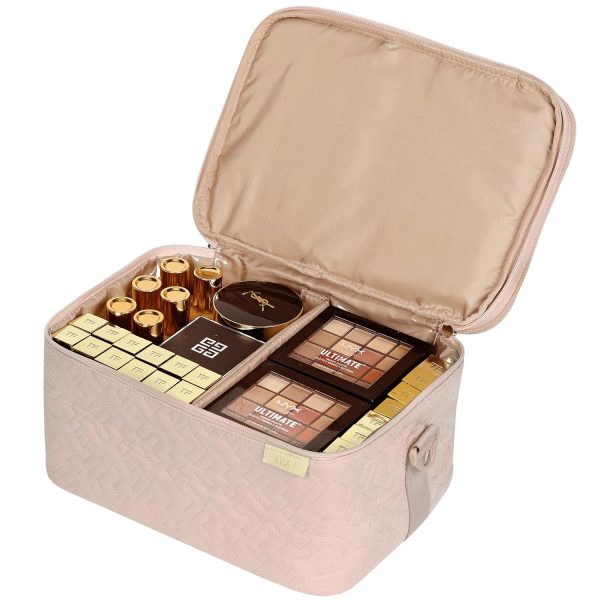 NISHEL Extra Large Double Layer Travel Makeup Bag Women, Cosmetic Organizer - Image 3