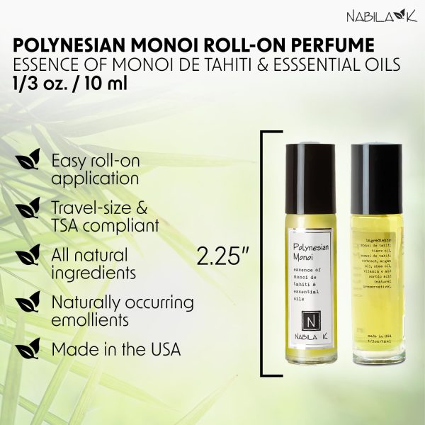 Polynesian Monoi Roll-On Perfume with Essential Oil Alcohol-Free, - Image 6