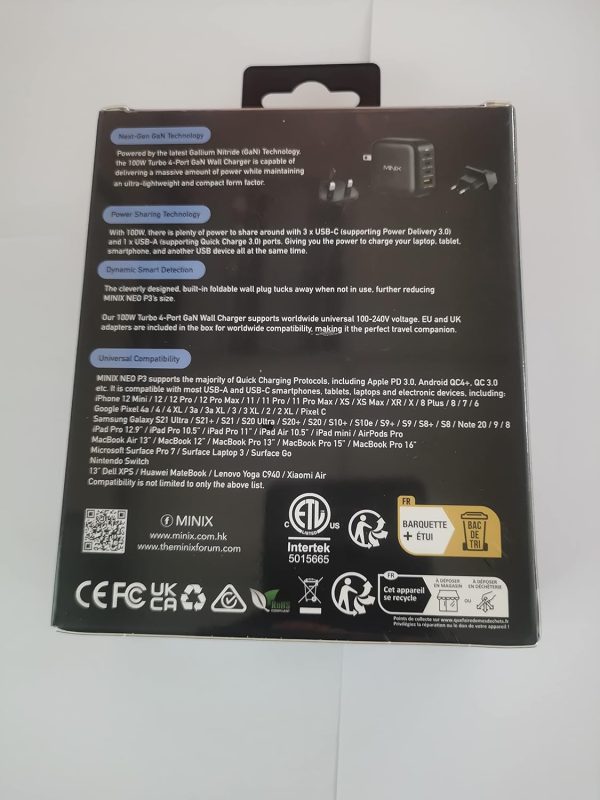 MINIX NEO P3 100W Turbo 4-Ports GaN Wall Charger, 3 x USB-C Port Fast - Image 10