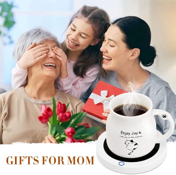 Coffee Mug Warmer, Cute Cat Mug Set, Coffee Cup Warmer for Desk, Gifts for - Image 4