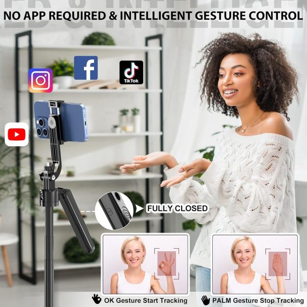 Auto Face Tracking Tripod 360 Rotation with Stand,Android and iPhone Tripod - Image 6