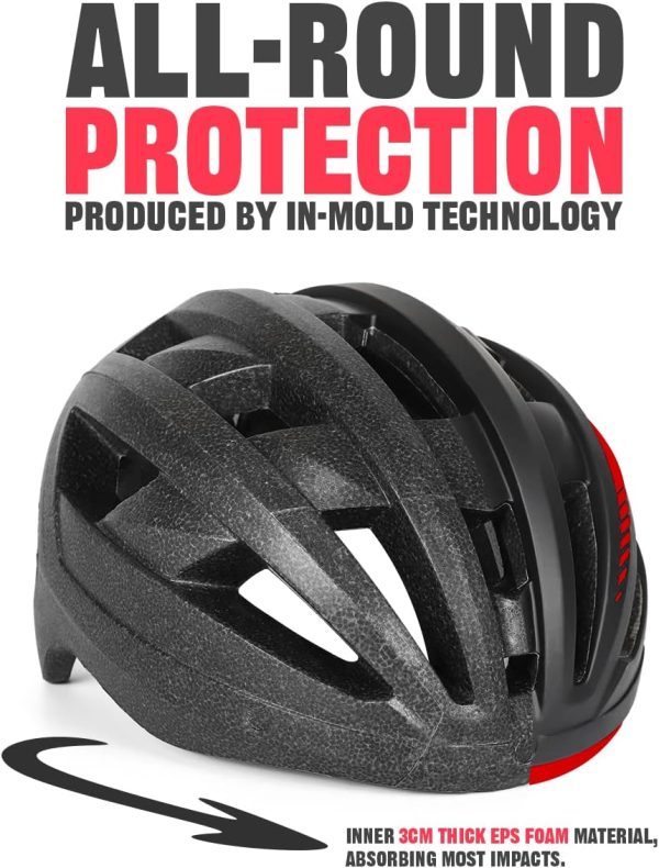 VICTGOAL Bike Helmet with USB Rechargeable Rear Light Detachable Magnetic - Image 7
