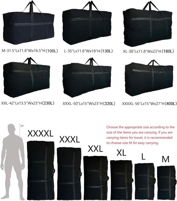 Extra Large Storage Duffle Bag with Zippers and Handles, Big Foldable - Image 3