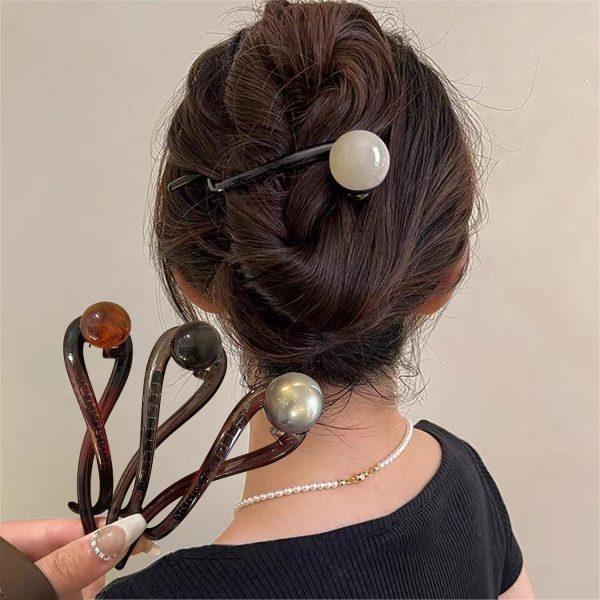 4 Pieces Pearl Banana Clip,Elegant Hair Clips for Women,Vintage Hair - Image 4