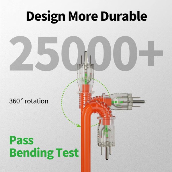 300 ft 12/3 Outdoor Extension Cord Waterproof Heavy Duty with Lighted End - Image 3
