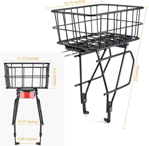 CXWXC Rear Bike Rack with Basket - Bike Cargo Rack for Disc Brake/Non-Disc - Image 5