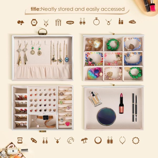 3 Layer Jewelry Box, Jewelry Holder Organizer with Jewelry Organizer - Image 4