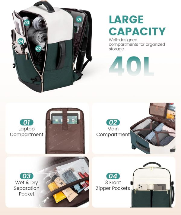 LOVEVOOK Travel Backpack for Women, TSA Carry On Backpack Flight Approved - Image 2