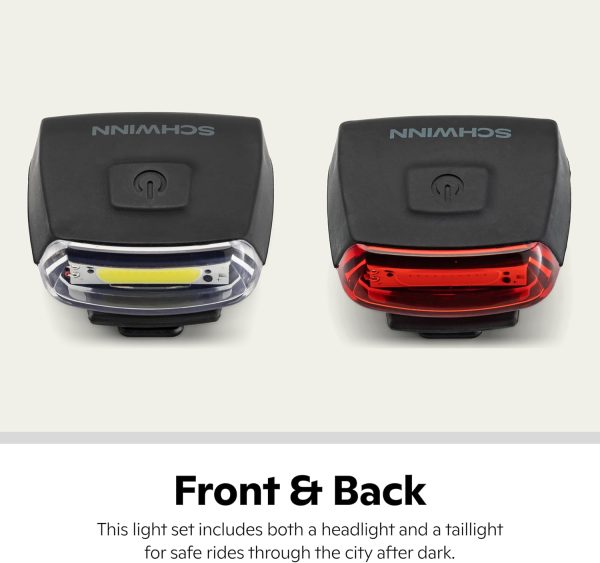Schwinn LED Quick Wrap Bike Lights Set, Battery Powered Front Headlight and - Image 3