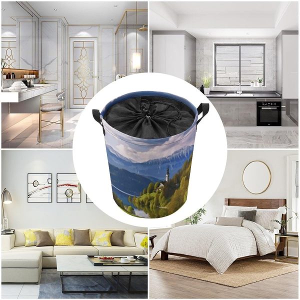 Slovenia Landscape Laundry Basket With Drawstring Laundry Hamper17.3 Inchs - Image 5