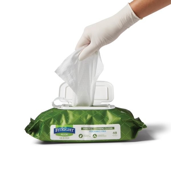 FitRight Aloe Fragrance-Free Quilted Wet Wipes, Soft Pack with Flip Top, 8 - Image 3