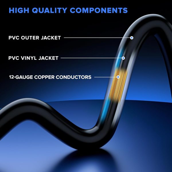 Maximm 12/3 Outdoor Extension Cord 15 Feet, 12AWG, Black ETL Listed, 3 - Image 2