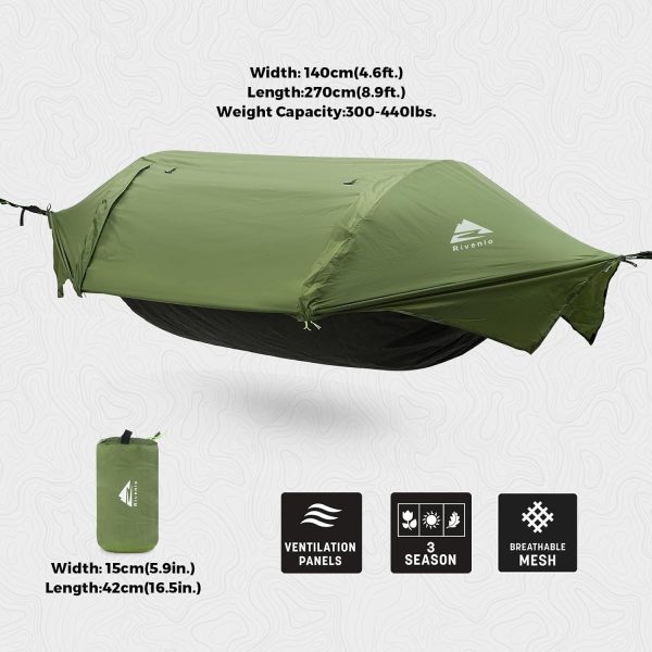 Camping Hammock Tent with Mosquito Net & RainFly, 3 in 1 Waterproof - Image 2