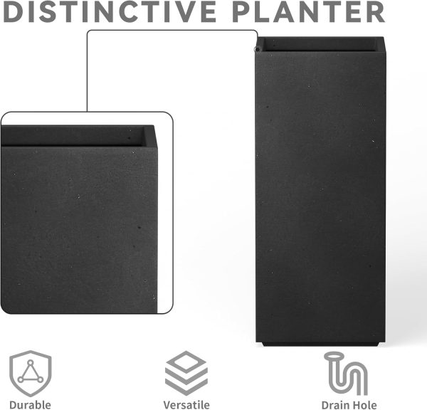 Kante 20.3" H Tall Rectangular Concrete Planter, Modern Square Diameter - Image 7