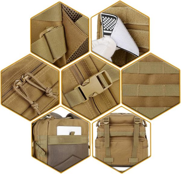 QT&QY 45L Military Tactical Backpacks Molle Army Assault Pack 3 Day Bug Out - Image 6