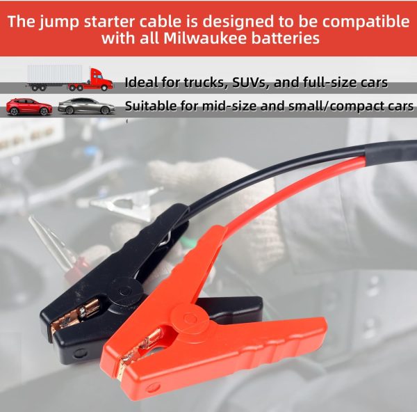 Jump Starter Cables with Adapter for Milwaukee 20V Batteries, 4.9FT 8AWG - Image 4