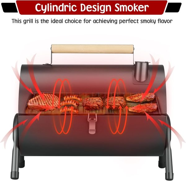 Portable Charcoal Grill, Small BBQ Grill with Smoker Double-Side Use - Image 6