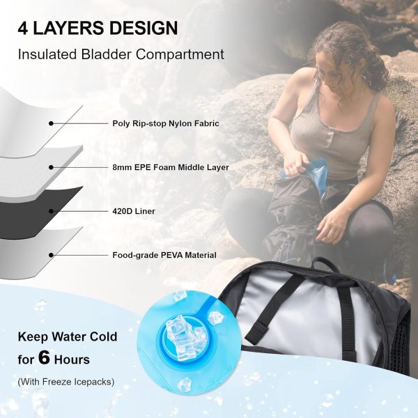 Everfun Hydration Backpack 18L with Water Bladder 2L/3L Hiking Water - Image 5