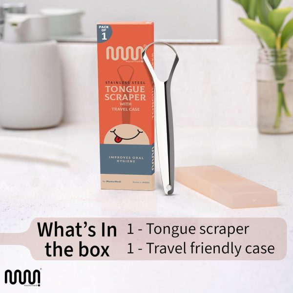MasterMedi Tongue Scraper for Adults, 100% Stainless Steel Tongue Scrubber - Image 5