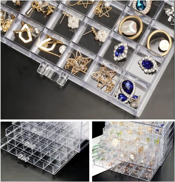 Earring Storage Box Acrylic Jewelry Storage Holder Ring Clear Plastic - Image 3