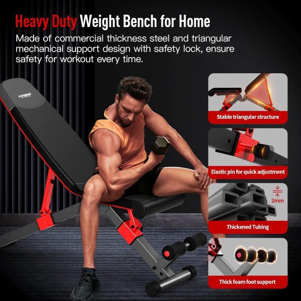 HARISON Adjustable Weight Bench with Leg Extension, Incline Decline - Image 5
