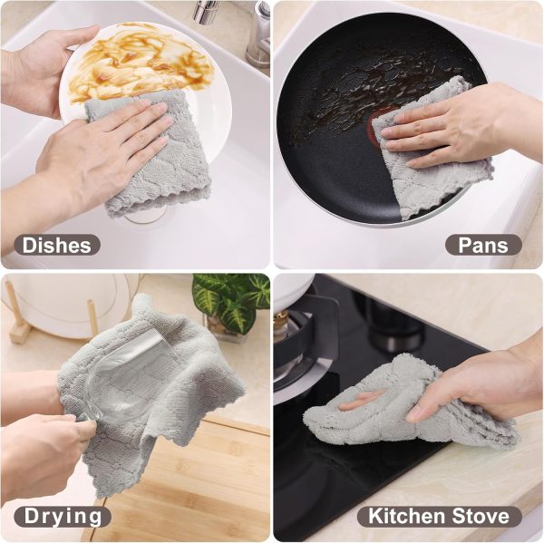 Homaxy 12 Pack Kitchen Dish Cloths (10 x 10 Inches, Grey), Super Soft and - Image 4