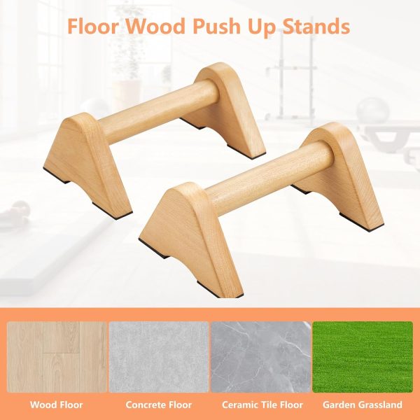 Wooden Push Up Bar Non-Slip Handstands for Floor Workout, Parallettes - Image 3