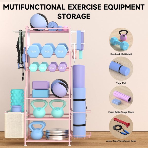 Dumbbell Rack, Home Gym Storage for Dumbbells Kettlebells Yoga Mat & - Image 4
