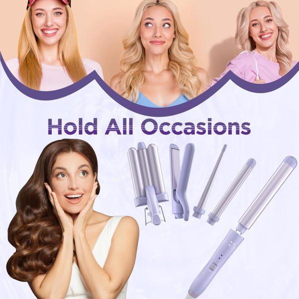5 in 1 Wand Curling Iron-Curling Wand Set with Hair Straightener, 3 Barrels - Image 8