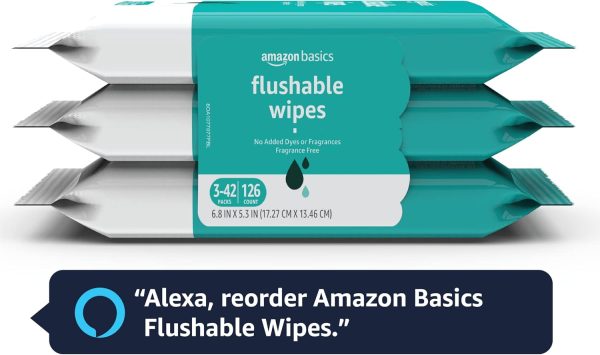 Amazon Basics Flushable Adult Toilet Wipes, Fragrance Free, 126 Count (3 - Image 9