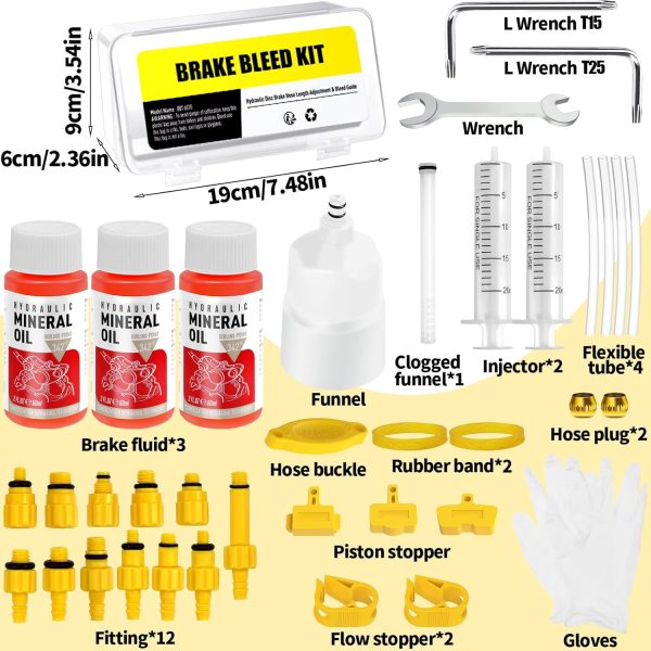 Brake Bleed Kit for Shimano, TEKTRO, TRP Hydraulic Disc Brakes, Brake Fluid - Image 2