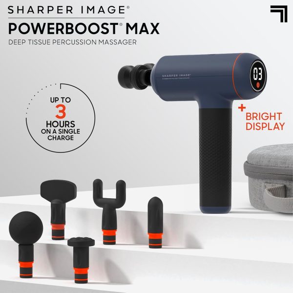 Sharper Image Powerboost Max Massage Gun - with Attachments, Quiet Motor, - Image 2